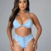 Tie Wrap Denim Sexy Backless Bikini Sets Summer