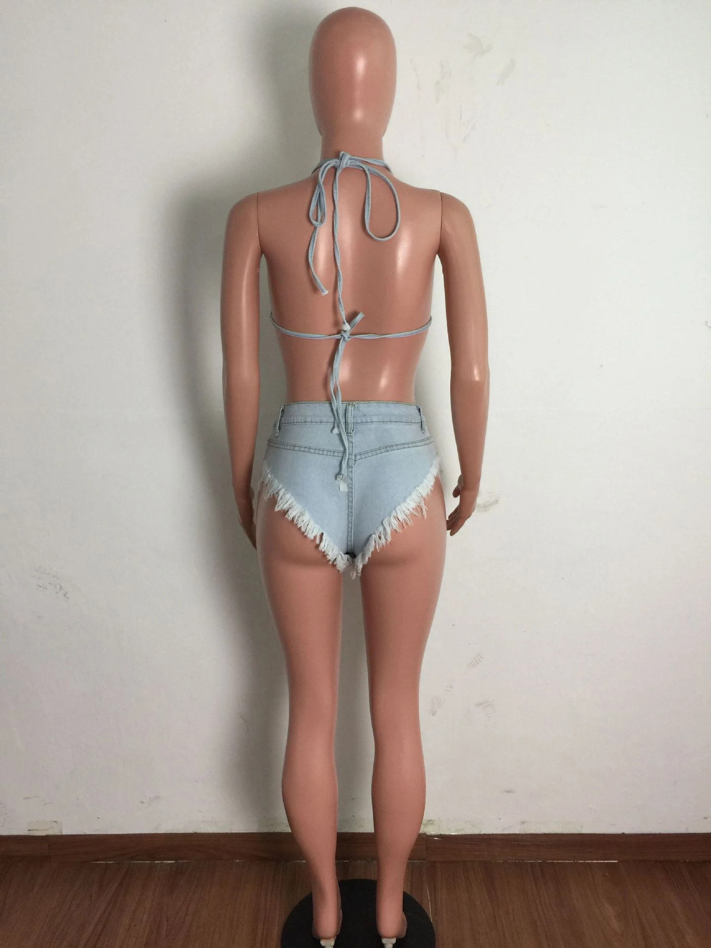 Tie Wrap Denim Sexy Backless Bikini Sets Summer 7 Tie Wrap Denim Sexy Backless Bikini Sets Summer - Image 5