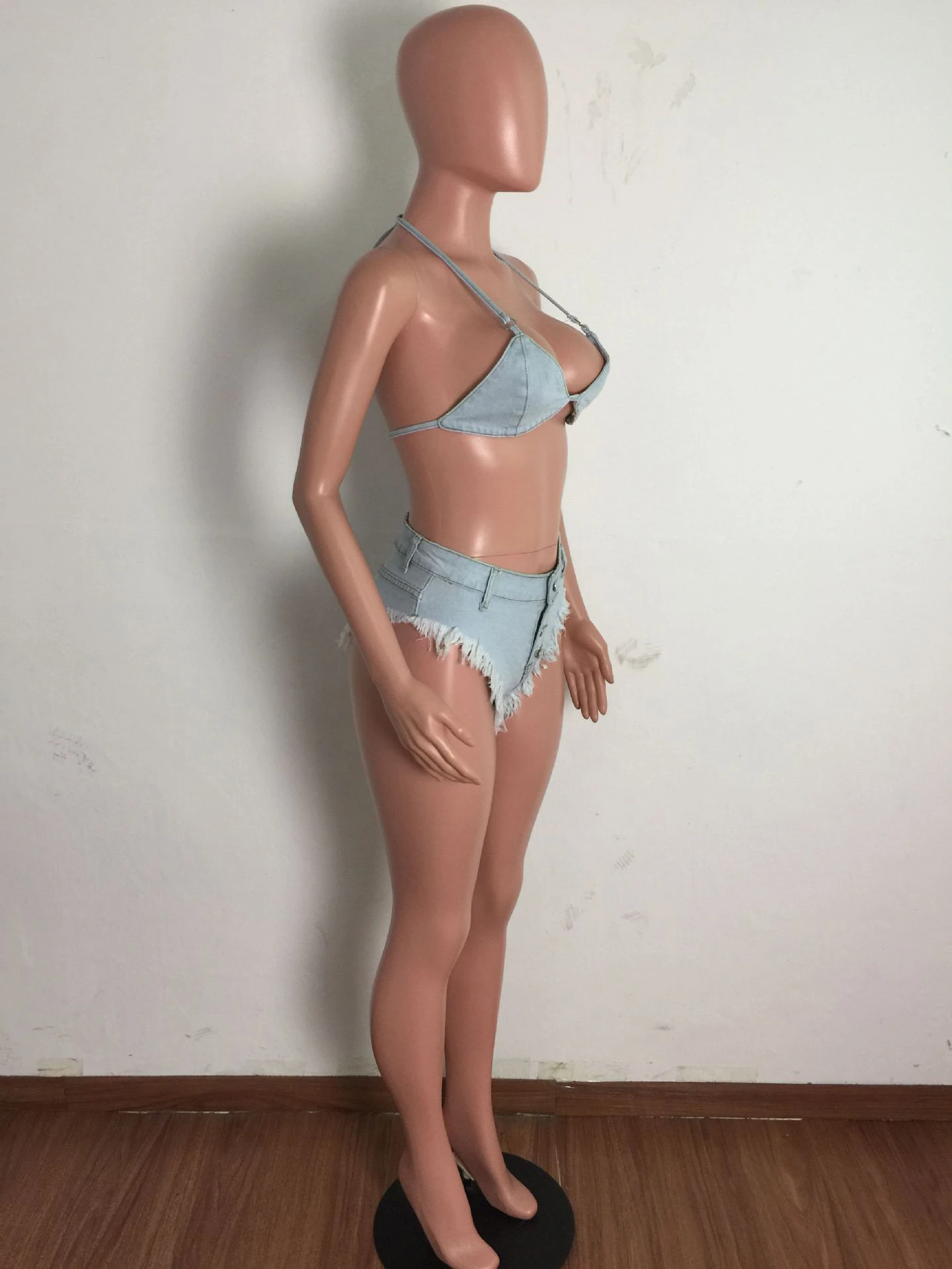 Tie Wrap Denim Sexy Backless Bikini Sets Summer 6 Tie Wrap Denim Sexy Backless Bikini Sets Summer - Image 4