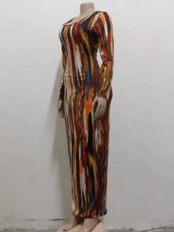 Tie Dye Printed Long Sleeve Bodycon Maxi Dress -BreezeWear Store P 20210706164551752 974