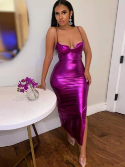 Club Wear Solid Low-Cut Sexy Maxi Dress -BreezeWear Store P 20210721110451368 921