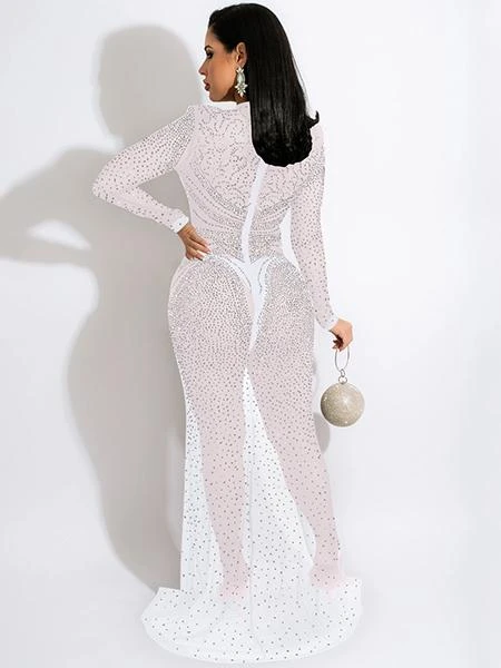 See Through Rhinestone Evening Wear Dresses 4 See Through Rhinestone Evening Wear Dresses - Image 2