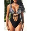 Bronzing Patchwork Cut Out Swimsuits For Women