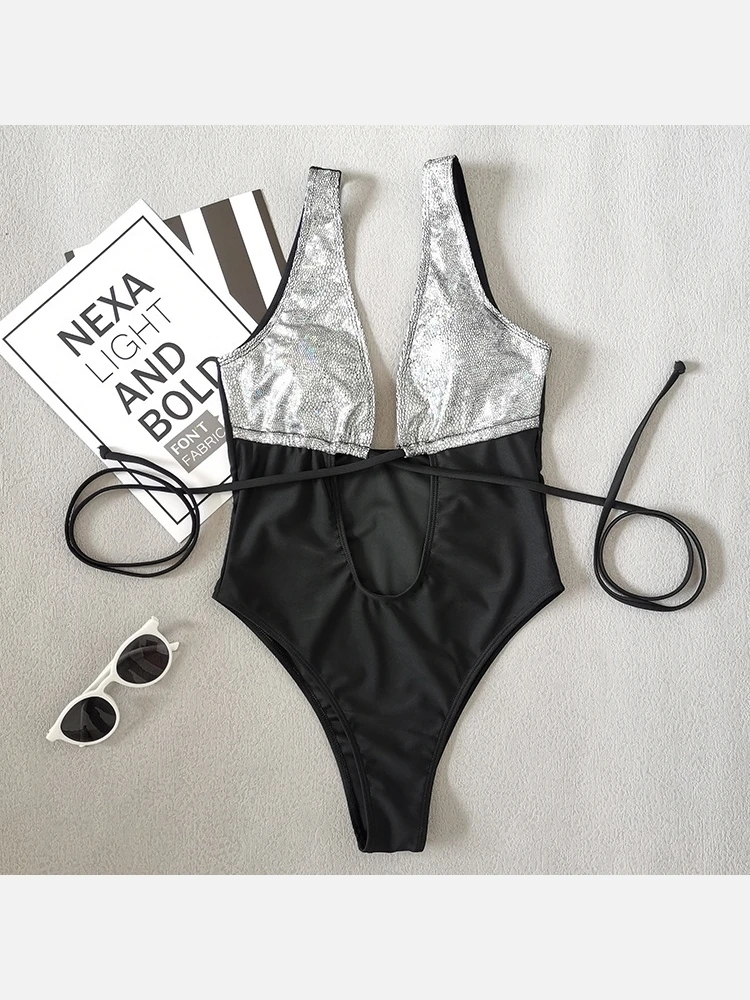 Bronzing Patchwork Cut Out Swimsuits For Women 6 Bronzing Patchwork Cut Out Swimsuits For Women - Image 4