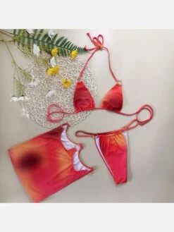 Beach Tie Dye Three Piece Halter Bikinis Sets -BreezeWear Store P 20220225175053176 735