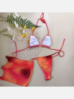Beach Tie Dye Three Piece Halter Bikinis Sets -BreezeWear Store P 20220225175054378 904