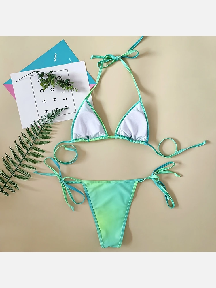 Gradient Design Halter Backless 2PCS Bikini Sets 8 Gradient Design Halter Backless 2PCS Bikini Sets - Image 6