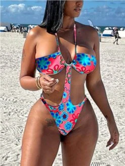 Sexy Tie Wrap Backless One-Piece Halter Swimsuits