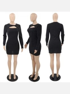 Latest Black Long Sleeve Short Dresses -BreezeWear Store P 20220315150459119 640