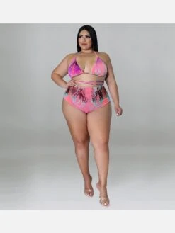 Plus Size Pant Printed Halter 3 Piece Bikini Sets 10 Plus Size Pant Printed Halter 3 Piece Bikini Sets -BreezeWear Store P 20220318144557610 228
