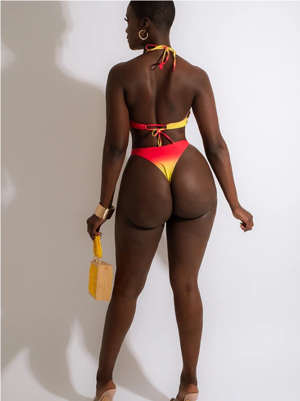 Gradient Contrast Color Halter Bikini Sets 5 Gradient Contrast Color Halter Bikini Sets - Image 3