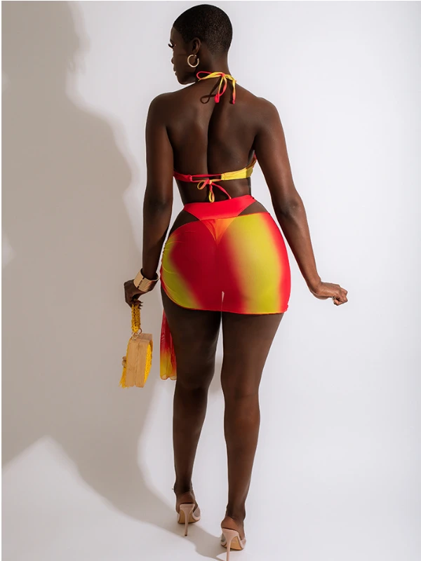 Gradient Contrast Color Halter Bikini Sets 4 Gradient Contrast Color Halter Bikini Sets - Image 2