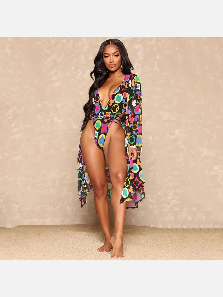 Beach Backless Sleeveless Swimsuit And Cover Ups Sets 4 Beach Backless Sleeveless Swimsuit And Cover Ups Sets - Image 2