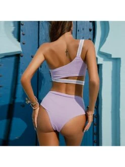 Trendy One Shoulder Patchwork 2 Piece Tankini Sets -BreezeWear Store P 20220331180902148 277