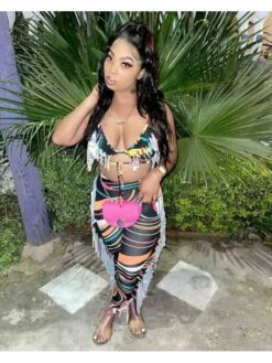 Fashion Sexy Backless Printing Two-Piece Bikini Set