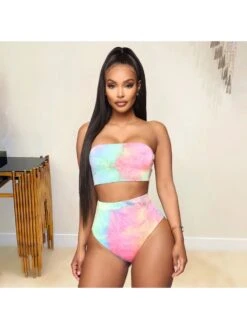 Beach Tie Dye Cover Up Coat 3 Piece Swimwear Sets -BreezeWear Store P 20220411183619110 379