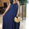 Casual Solid Halter Loose Fit Long Sleeveless Maxi Dress -BreezeWear Store P 20220421200149565 782