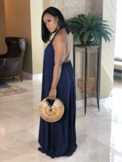 Casual Solid Halter Loose Fit Long Sleeveless Maxi Dress -BreezeWear Store P 20220421200154343 969