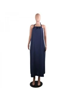 Casual Solid Halter Loose Fit Long Sleeveless Maxi Dress -BreezeWear Store P 20220421200156619 187