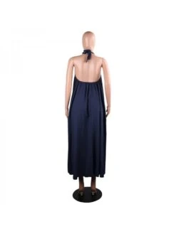 Casual Solid Halter Loose Fit Long Sleeveless Maxi Dress -BreezeWear Store P 20220421200158836 787