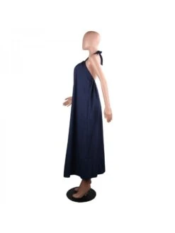 Casual Solid Halter Loose Fit Long Sleeveless Maxi Dress -BreezeWear Store P 20220421200201135 545