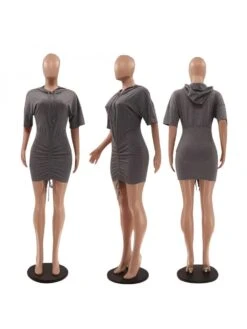 Summer Pure Color Short Sleeve Sheath Dress -BreezeWear Store P 20220425103258149 312