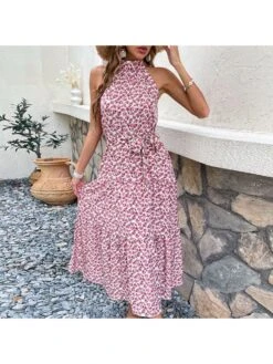Beach Style Bandage Halter Neck Floral Maxi Dresses -BreezeWear Store P 20220511150639126 420