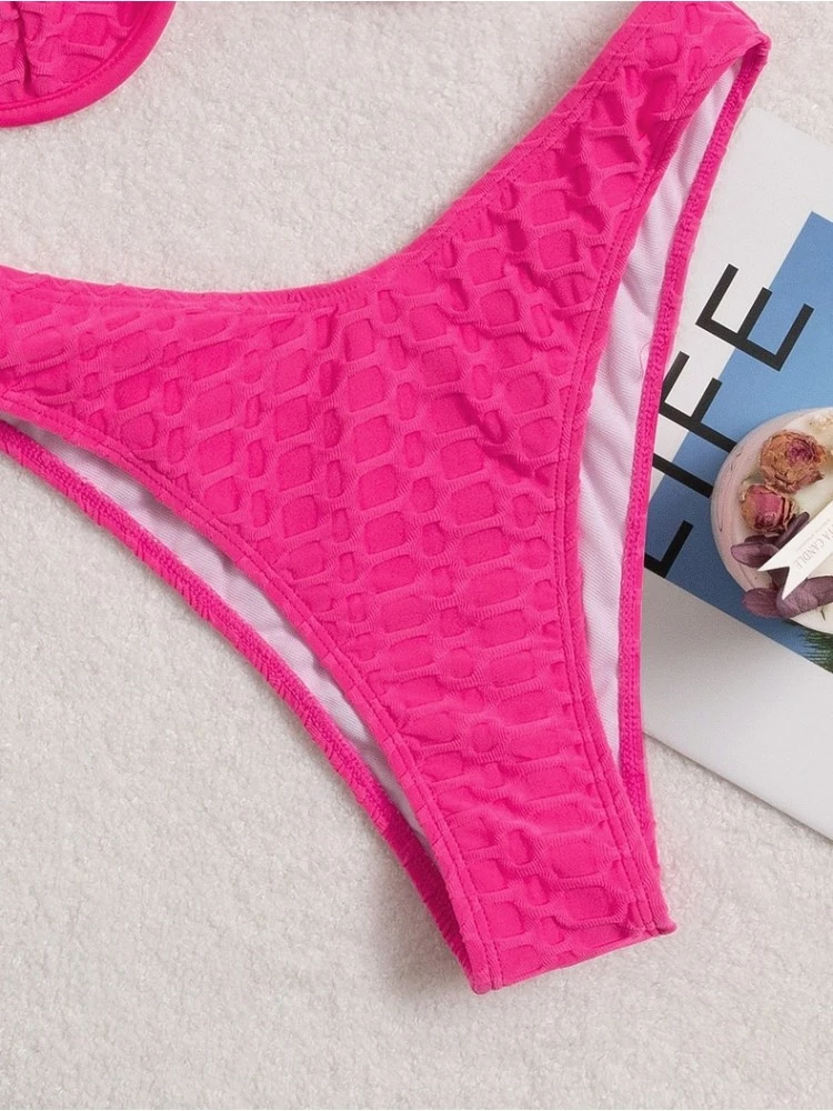 Beach Style V Neck Solid Color Bikini Women Panties 6 Beach Style V Neck Solid Color Bikini Women Panties - Image 4