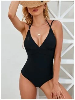 Sexy Beach Black Halter One-piece Swimwear