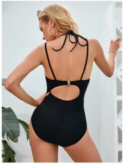 Sexy Beach Black Halter One-piece Swimwear -BreezeWear Store P 20220517154943829 527