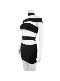 Zipper Up Cut Out Black Designer Bodycon Dress -BreezeWear Store P 20220519205849737 917