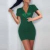 Trendy Pure Color Lapel Short Sleeve Dress