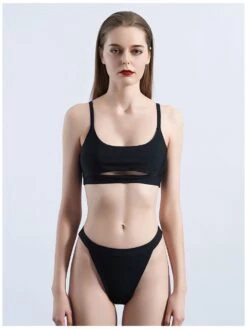 Women Sexy Sleeveless Solid Two-piece Swimsuits