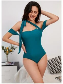 Women Sexy Sleeveless Solid One-piece Swimsuits
