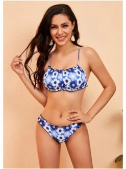 Fashion Backless Floral Printing Bikini Set