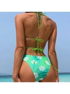 Women's Floral Print Crisscross Beach Swimsuit -BreezeWear Store P 20220523134943638 486