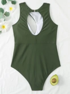 Seaside Contrast Color Hollowed Out One Piece Swimwear -BreezeWear Store P 20220524020941392 118