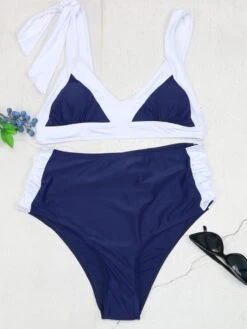 Summer Beach Contrast Color 2 Piece Bikini Sets