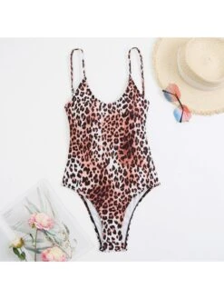 Sexy Leopard Print Printing Bandage Backless Women's One-Piece Bikini -BreezeWear Store P 20220524023743035 641