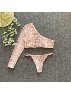 Sexy Printing Inclinded Shoulder Women's Bikini -BreezeWear Store P 20220524023945616 775