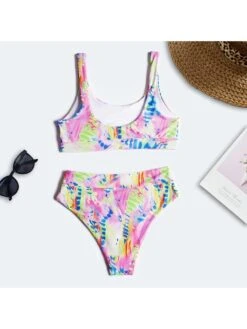 Fashion Printing Contrast Color Women's Bikini -BreezeWear Store P 20220524024252137 396