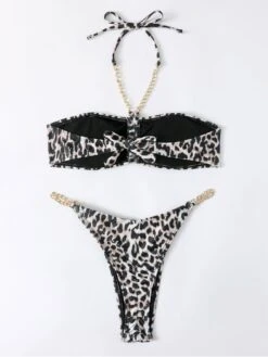 Sexy Printing Chain Halter Women's Bikini -BreezeWear Store P 20220524033556666 332