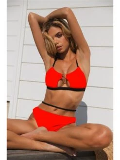 Sexy Style Backless Hollowed Out Pure Color Bikini