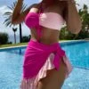 Women Sexy Halter Sleeveless Three-piece Bikinis