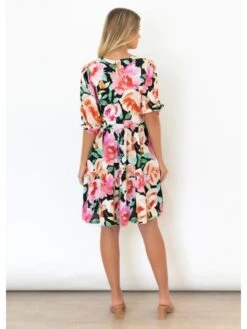 Flower Printing Patchwork Loose Dress -BreezeWear Store P 20220526040444068 384