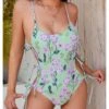 Sexy Low Cut Lace Up Printing One-Piece Swimwear -BreezeWear Store P 20220526175337315 806