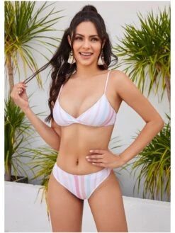 Split Striped Backless Women's Swimsuit