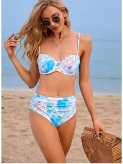 Women Sexy Sleeveless Two-piece Tie Dye Bikinis