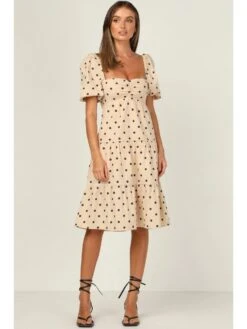 Women Fashion Puff Short Sleeve Dot Dresses -BreezeWear Store P 20220602143243555 875