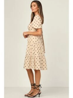 Women Fashion Puff Short Sleeve Dot Dresses -BreezeWear Store P 20220602143246078 364